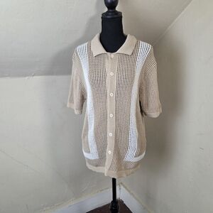 Massive Luxury Edition Sweater Crochet Knit Polo Shirt Button Size M